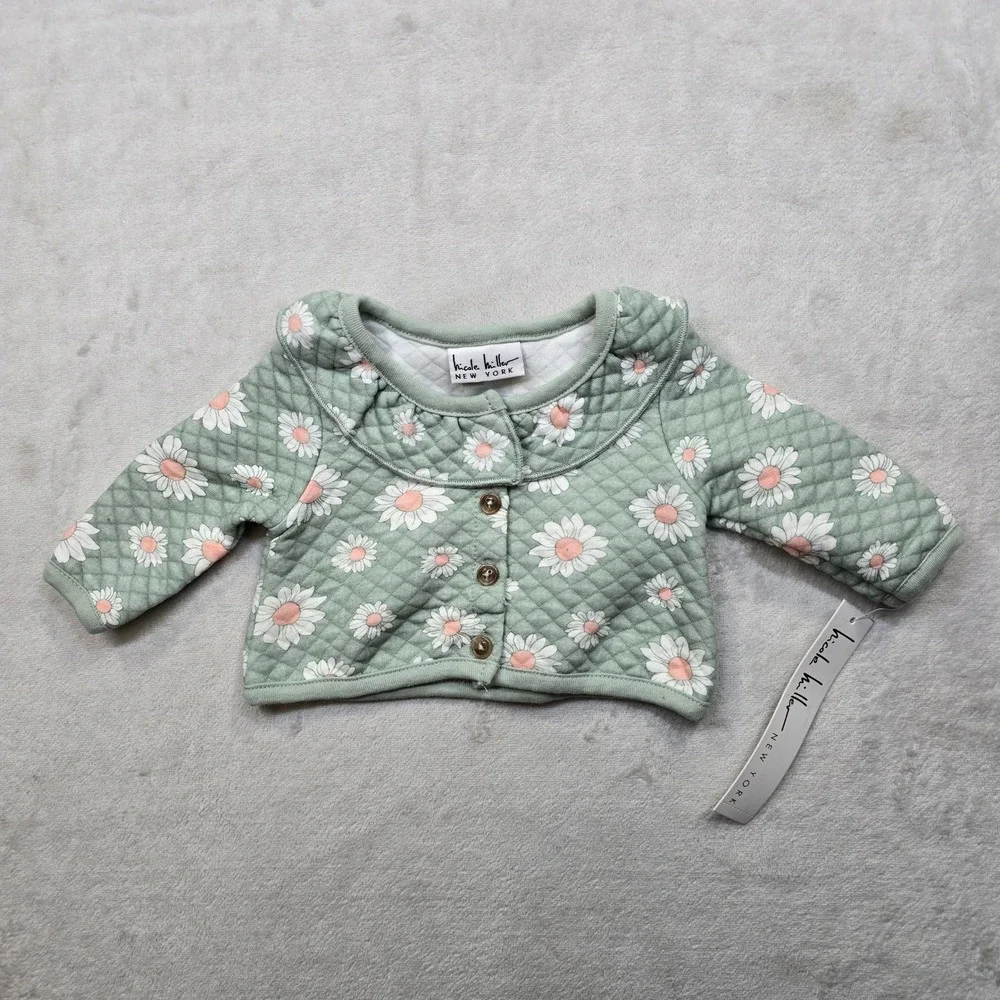 Nicole Miller New York Quilted Daisy Print Jacket Baby‎ Girls 3 6 Months NEW